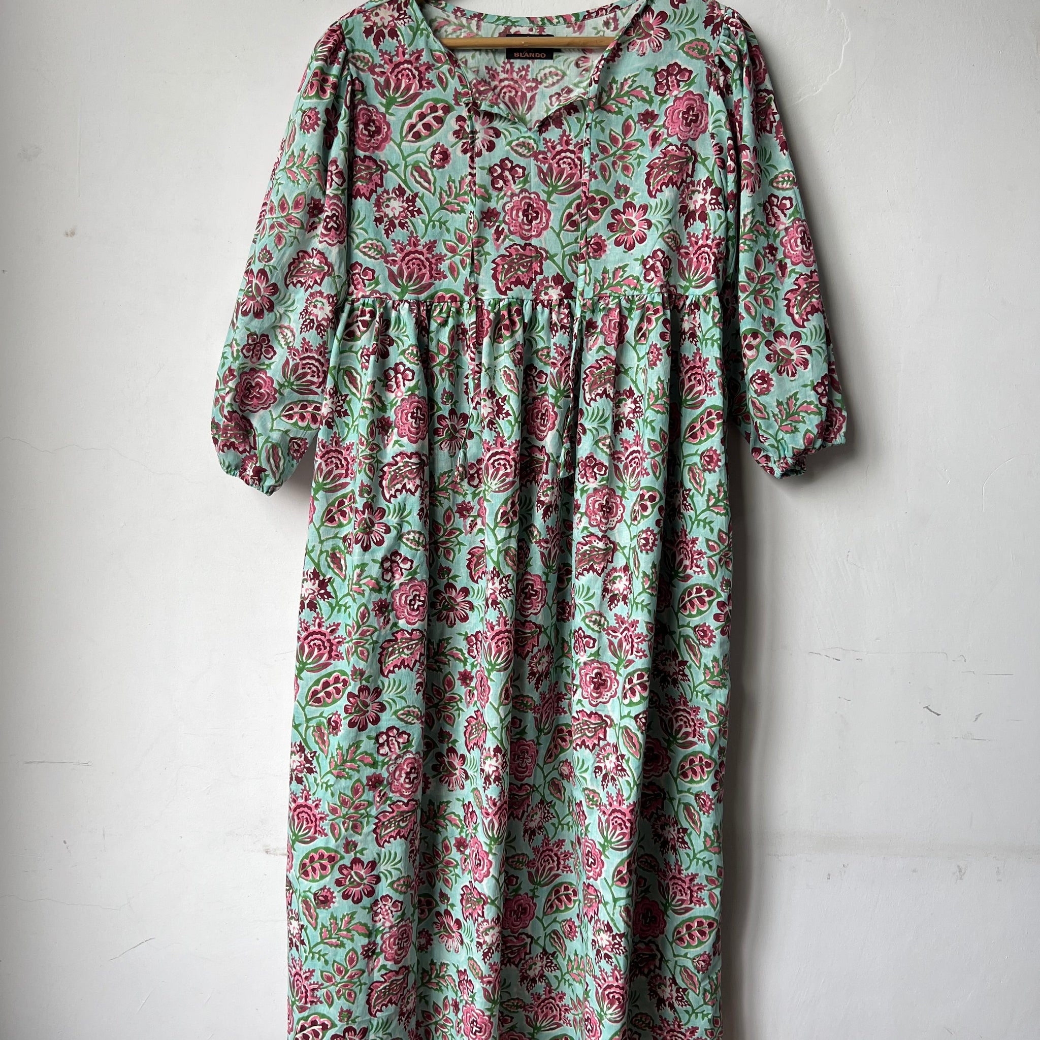 Handblock printed floral long dress