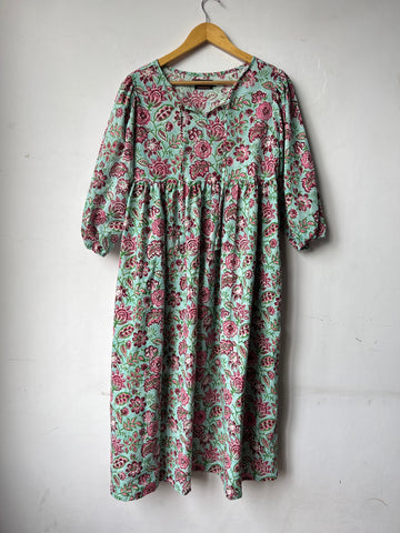 Handblock printed floral long dress