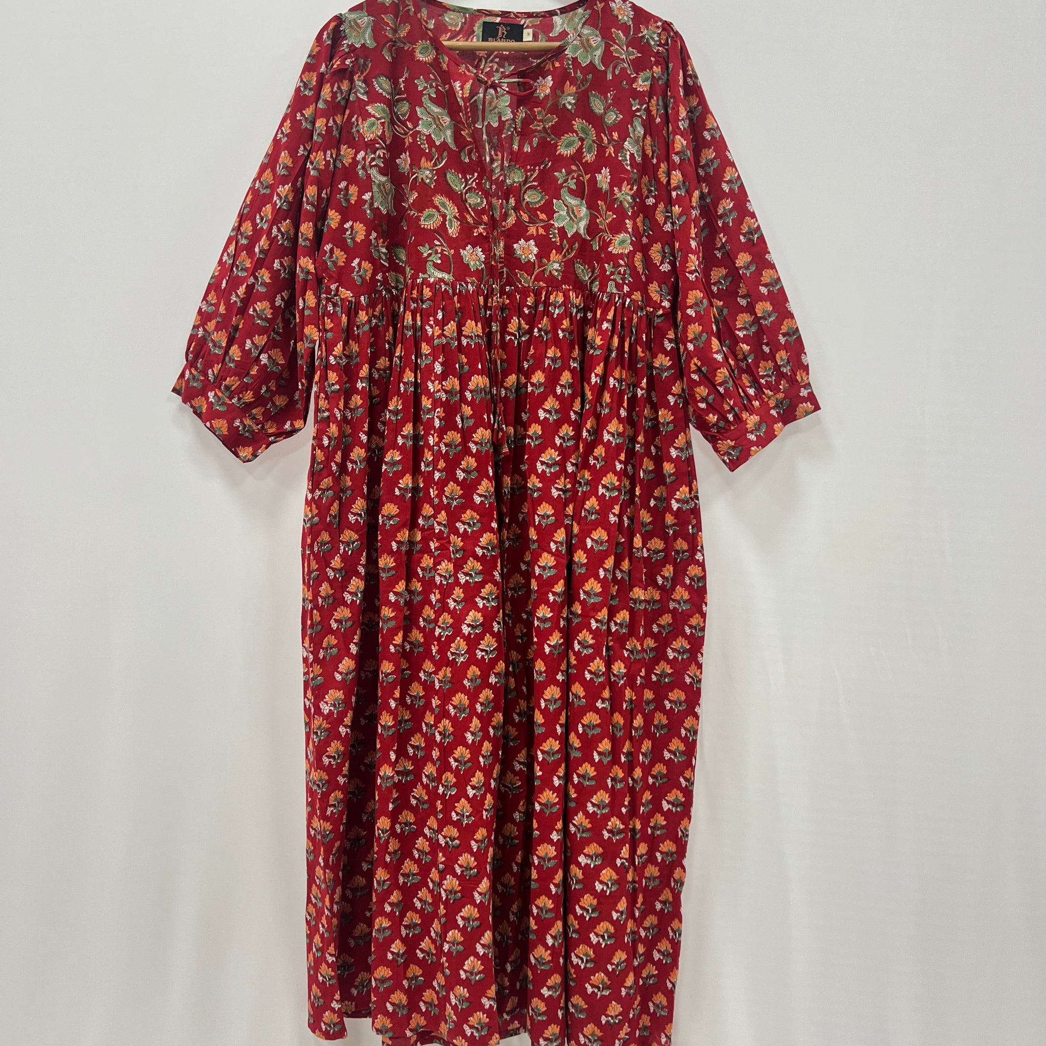 Block Printed long ladies cotton dress