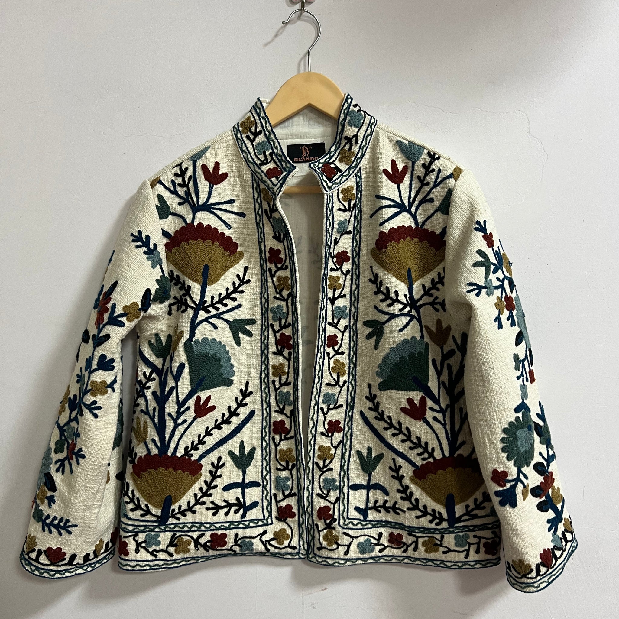 Cotton embroidery jacket on handloom fabric