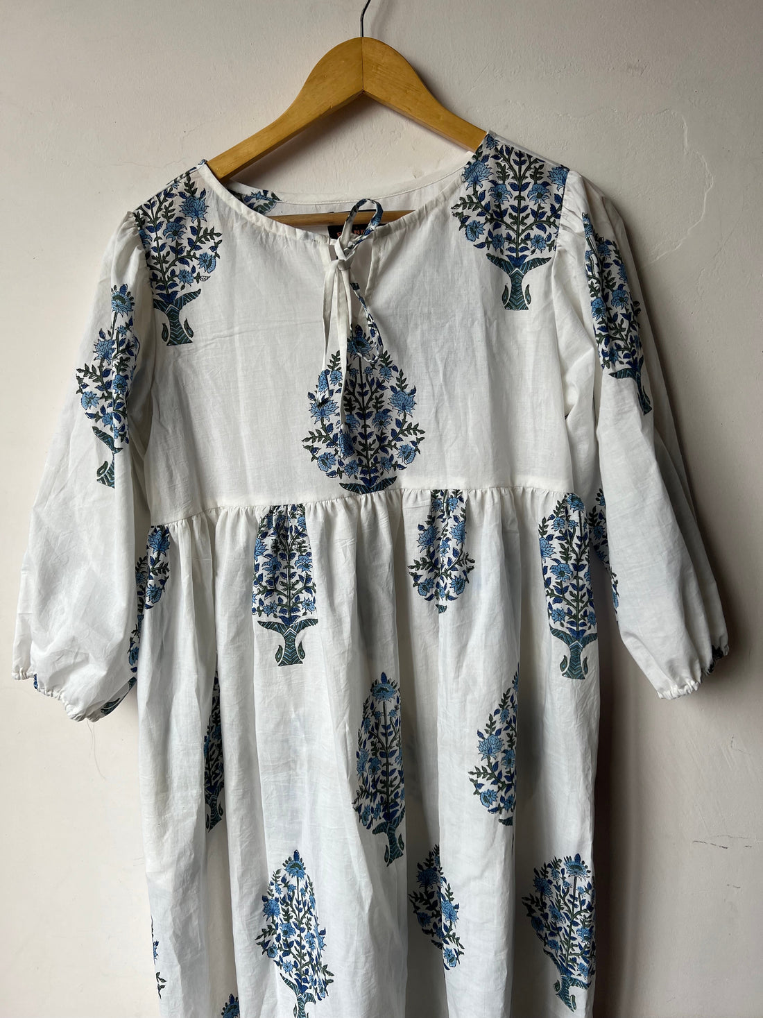 Block print cotton long dress