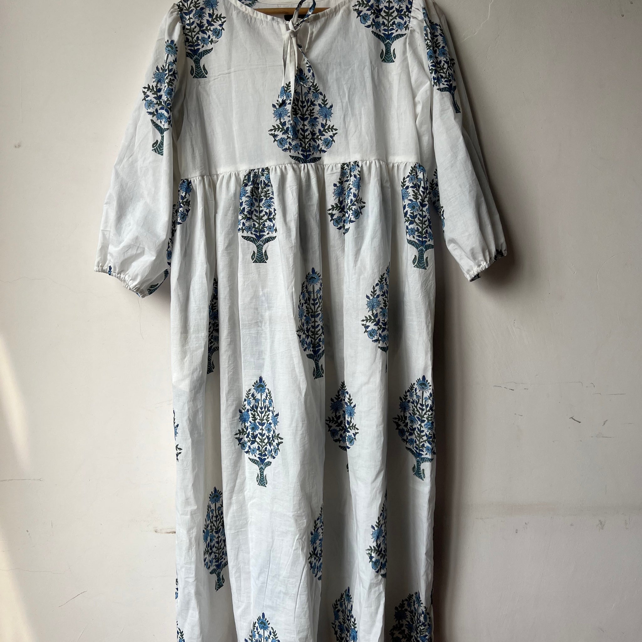 Block print cotton long dress