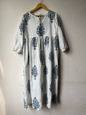 Block print cotton long dress