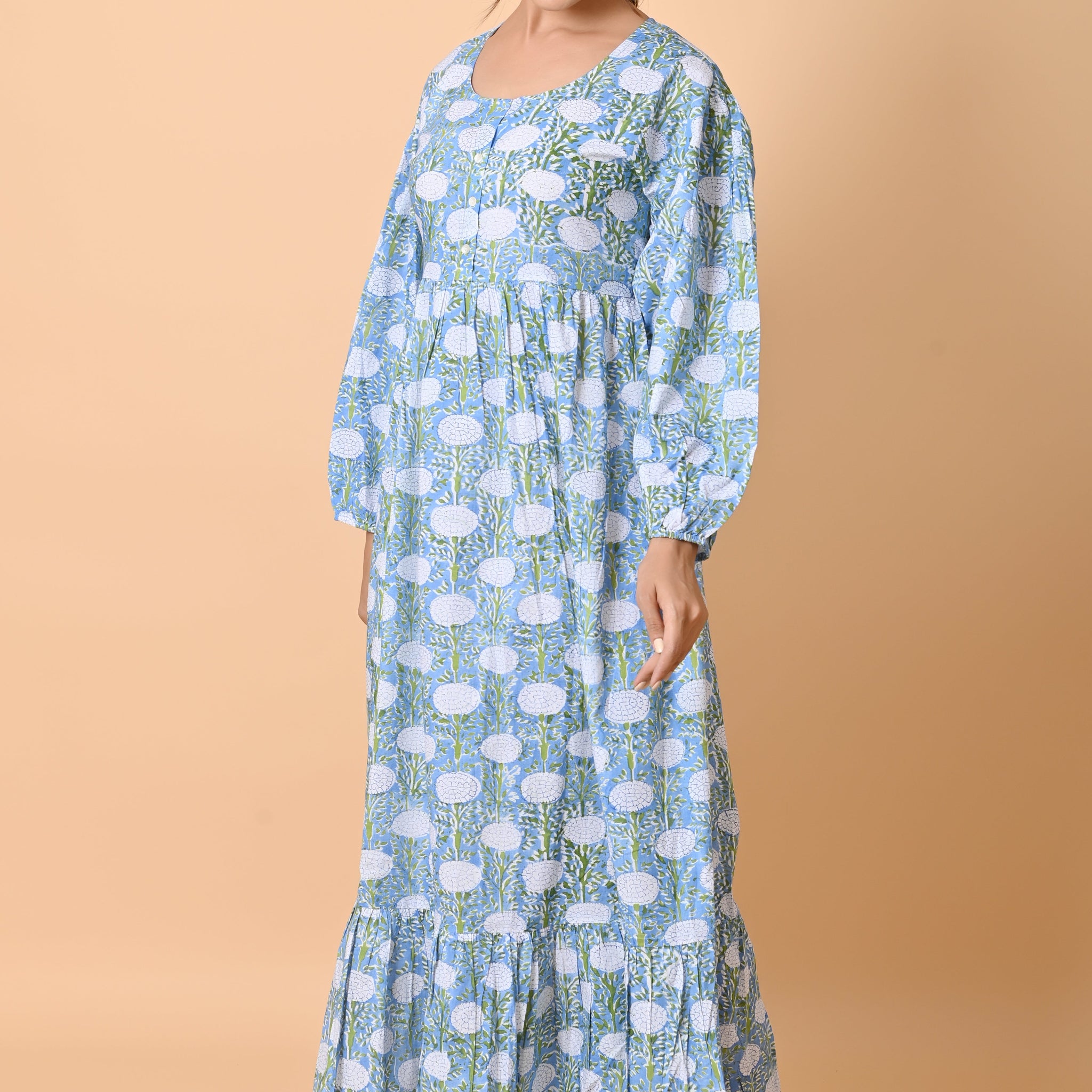 Cotton Long Dress with Adjustable Belt