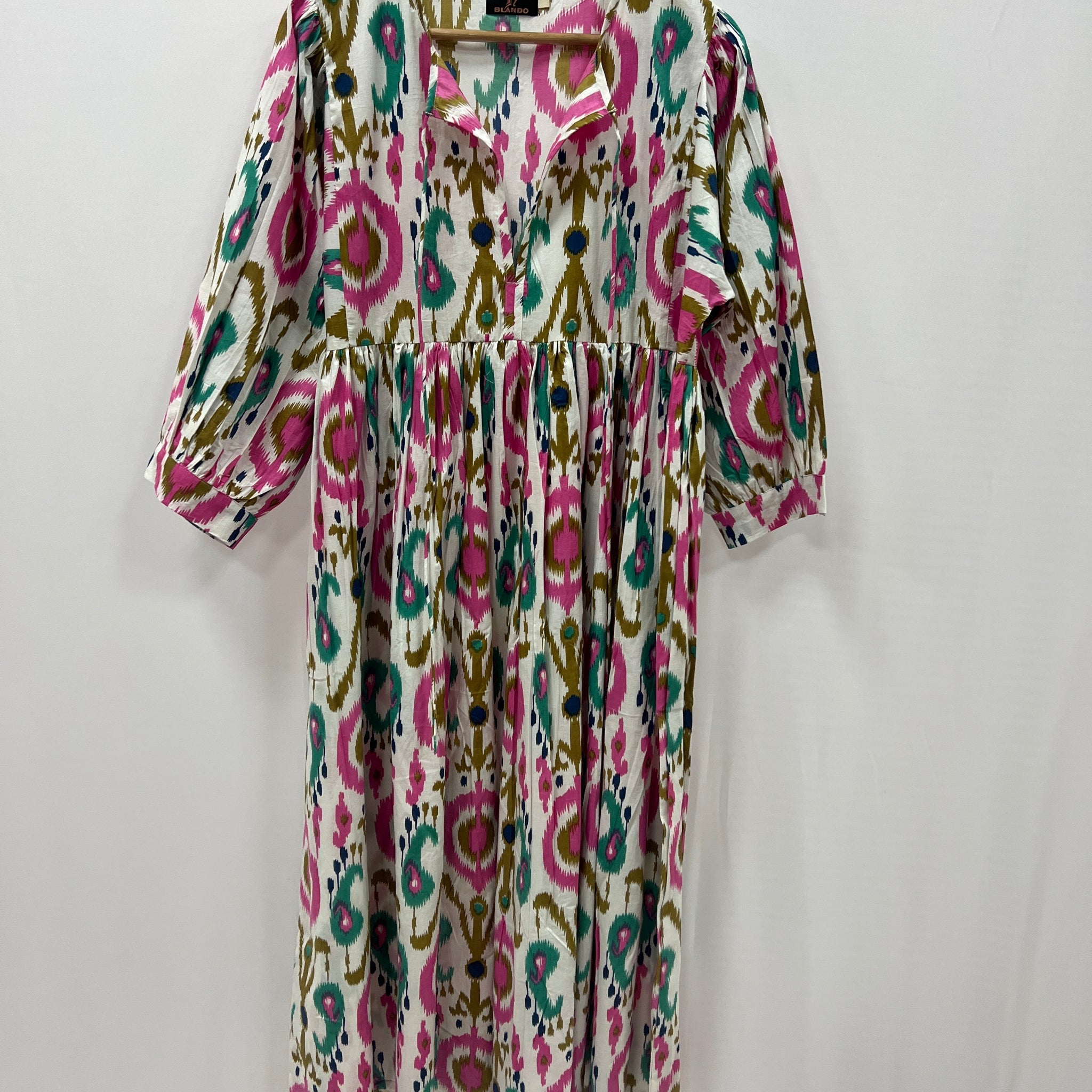 Ikat Printed long ladies cotton dress